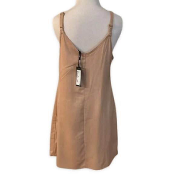 Cotton On Tan Mini Dress Sleeveless Button Down Small Petite NWT - Picture 2 of 7